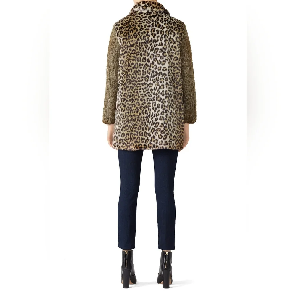 Scotch & Soda Contrast Faux Leopard Coat Size XS